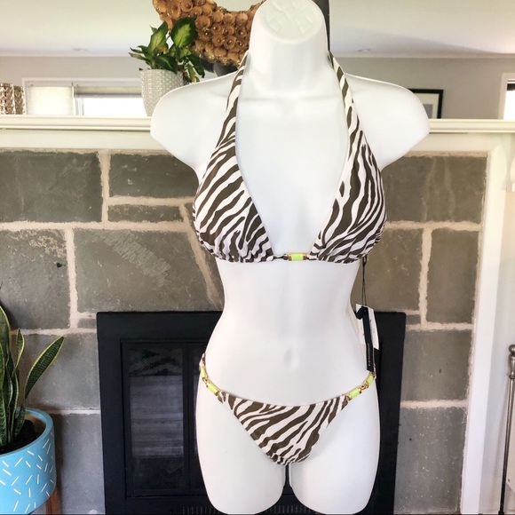 Vix Other - VIX | Brown Zebra Print Triangle Bikini - S